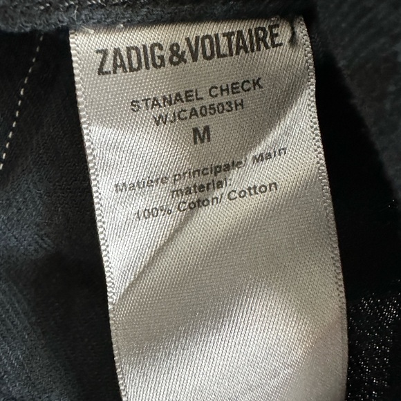 Zadig & Voltaire Men's Stanael Check Plaid Long Sleeve Button Down Shirt Size M - Picture 9 of 9